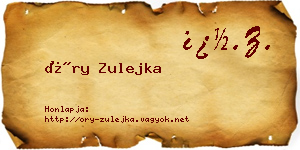 Őry Zulejka névjegykártya